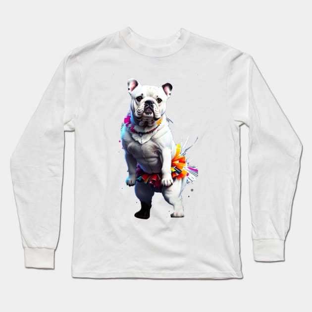 Graceful Bulldog: The Shy Ballerina Long Sleeve T-Shirt by fur-niche